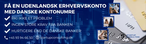 Udenlandsk erhvervskonto med danske kontonumre - bannerreklame - startup magazine og startup consulting